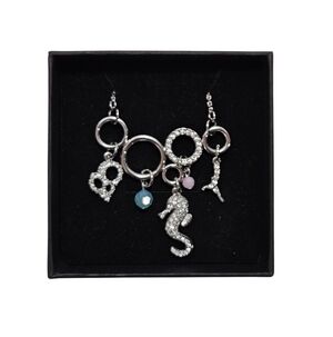 Swarovski Silver Tone Crystal Charm Necklace Seahorse